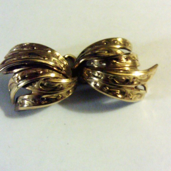 Gold Tone Bow Brooch Grosse 1964 Made in Germany - Picture 2 of 7